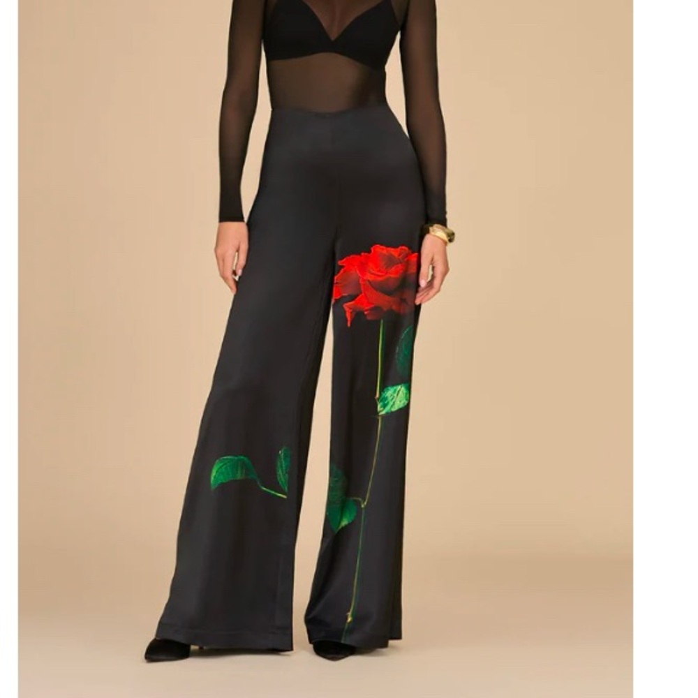 The Noli Store gorgeous black fleur satin float pants. Size 4